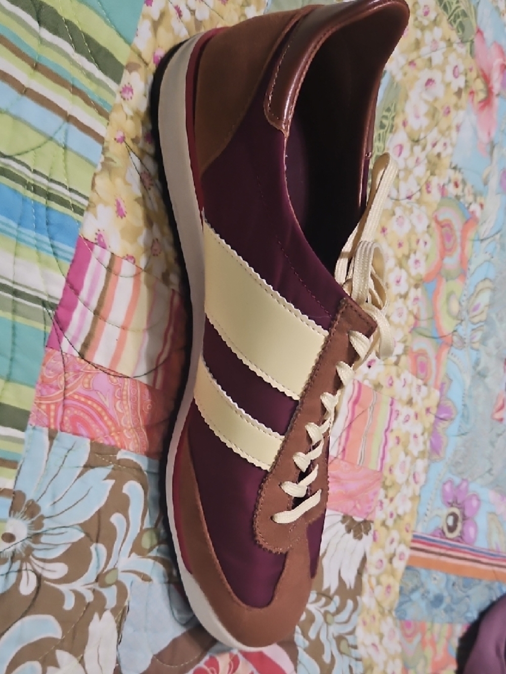 Madden Girl Maroon,‎ Cream & Brown Retro Lace-Up Sneakers - Picture 5 of 7
